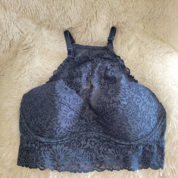 PINK Victoria's Secret Wildflower Lace Bralette Halter Neck Design Push Up -M - Picture 5 of 11